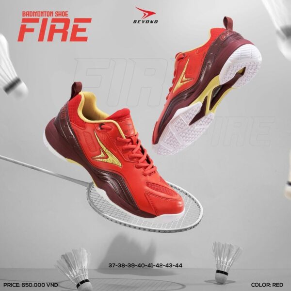 Giày cầu lông BEYONO FIRE đỏ rực - Sức mạnh bùng cháy trên sân đấu