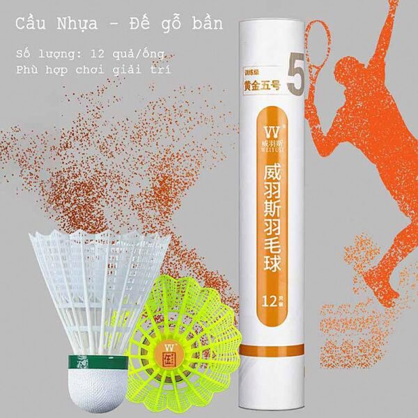 Quả Cầu Lông Nhựa WEIYUSI Gold No.5 - Trắng Sang Trọng
