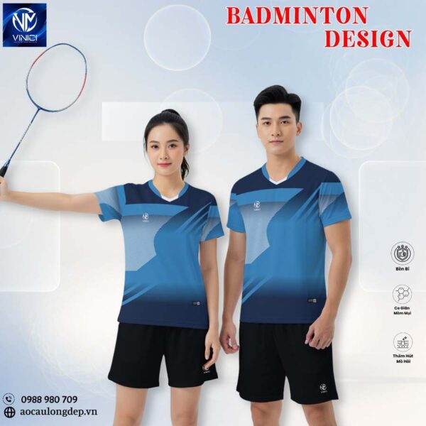 Áo Cầu Lông VINA Lam Đậm Xanh Dương Năng Động