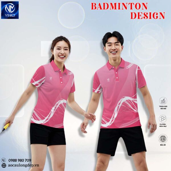 Áo Cầu Lông Hồng Tươi Unisex VInici Sport 14