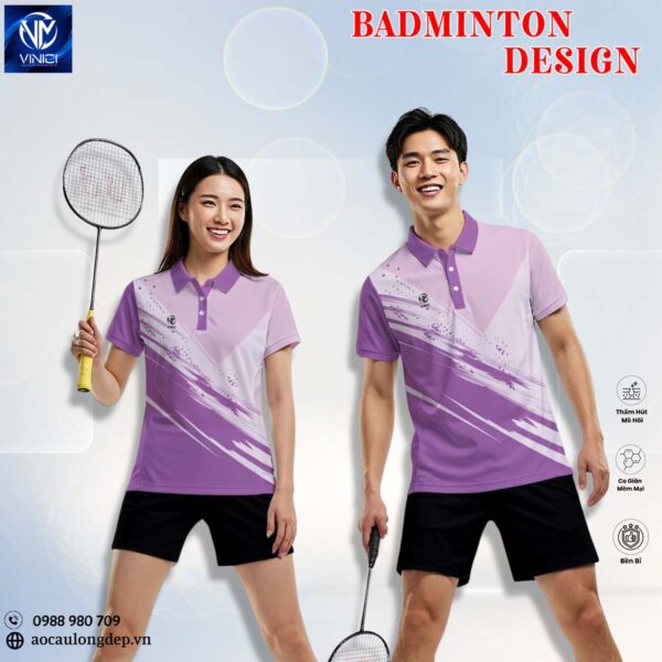 Áo cầu lông Vinici Sport 16 tím phối trắng năng động