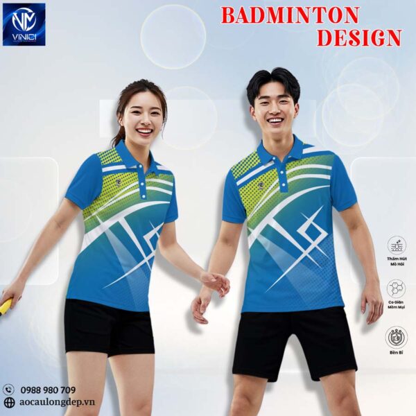 Áo Cầu Lông Xanh Dương Đậm VInici Sport 18-2 – Năng Động & Chuyên Nghiệp