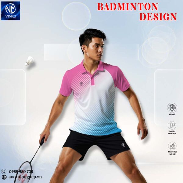 Áo cầu lông Vinici Sport Hồng Sen Chuyển Sắc