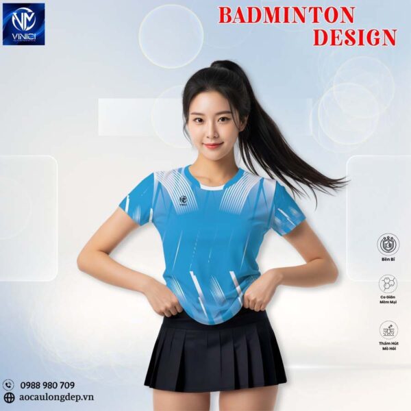 Áo Cầu Lông Nữ Vinici Sport Xanh Dương Năng Động