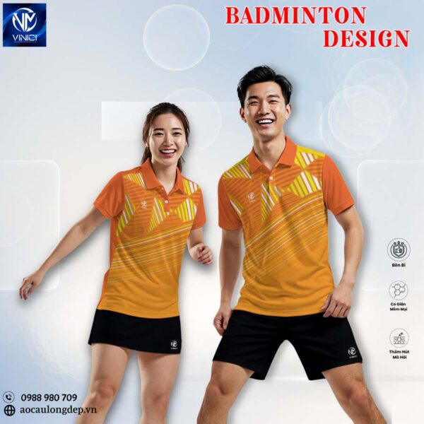 Áo Cầu Lông Đôi Unisex Cam Vàng VINICI Sport 27 - Năng Động & Đồng Bộ