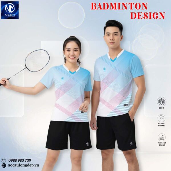 Áo Cầu Lông Vinici Sport 4 - Trắng Xanh Pastel Năng Động