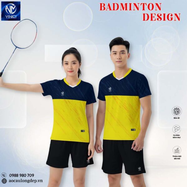 Áo Cầu Lông Vinici Sport 6 – Xanh Navy Vàng Chanh Năng Động