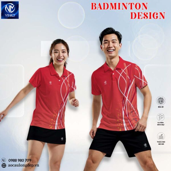 Áo Cầu Lông Vinici Sport 9-2 Màu Đỏ Năng Động
