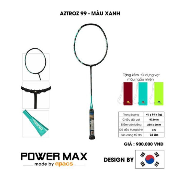 Vợt Cầu Lông Aztr0z 99 Xanh Ngọc Đen - Sang Trọng & Mạnh Mẽ