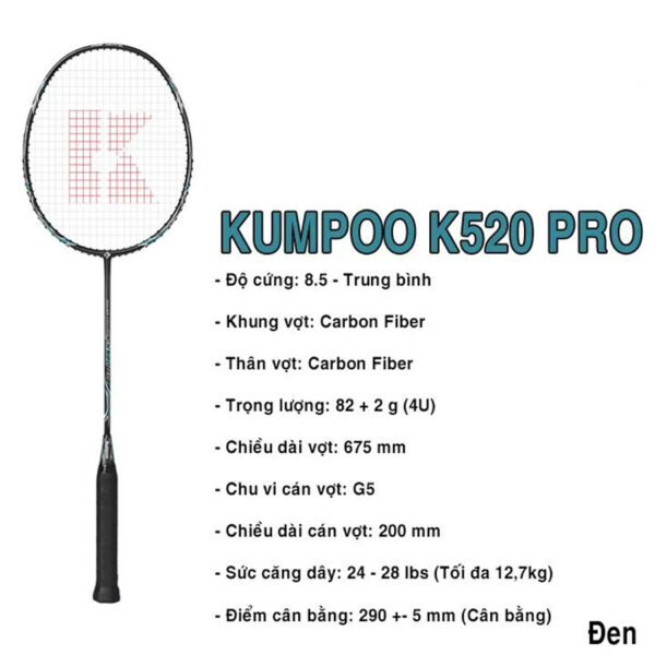 Vợt Cầu Lông Kumpoo K520 Pro - Đen Xanh Cá Tính