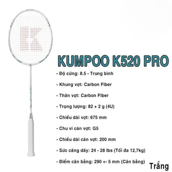 Vợt Cầu Lông Kumpoo K520 Pro – Trắng
